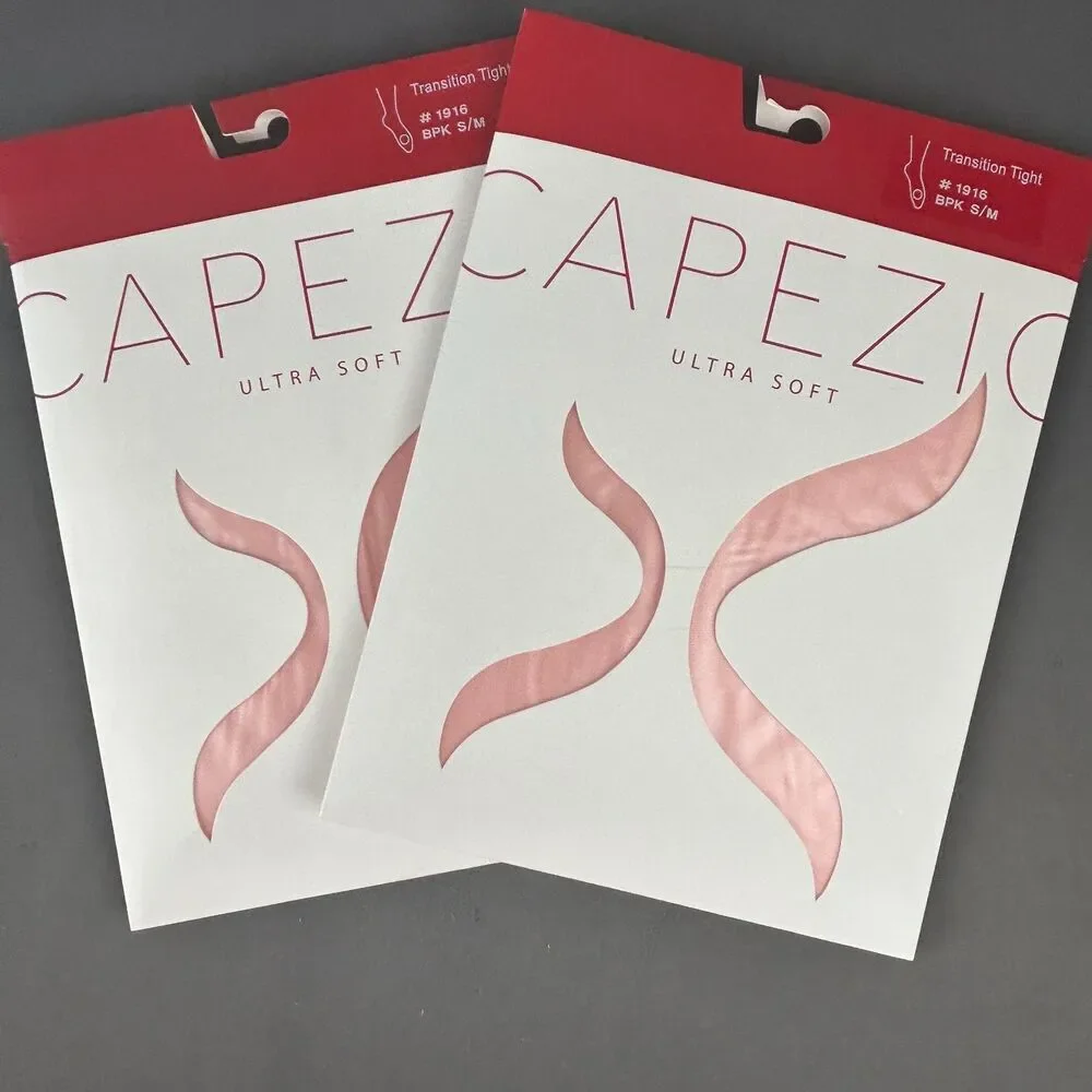2 Pairs of Capezio Ultra Soft Transition Tights 1916 Ballet Pink S/M New